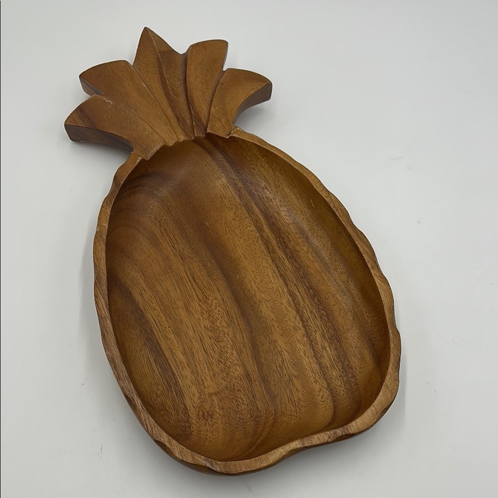 Vintage Dolphin Pineapple Monkey-Pod Wood Serving Tray